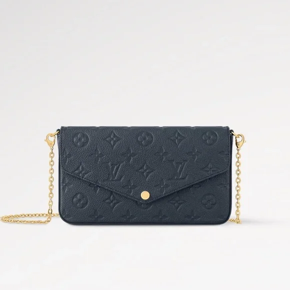 Louis Vuitton Navy and Gold Clutch with Chain Strap - Picture 3 of 4